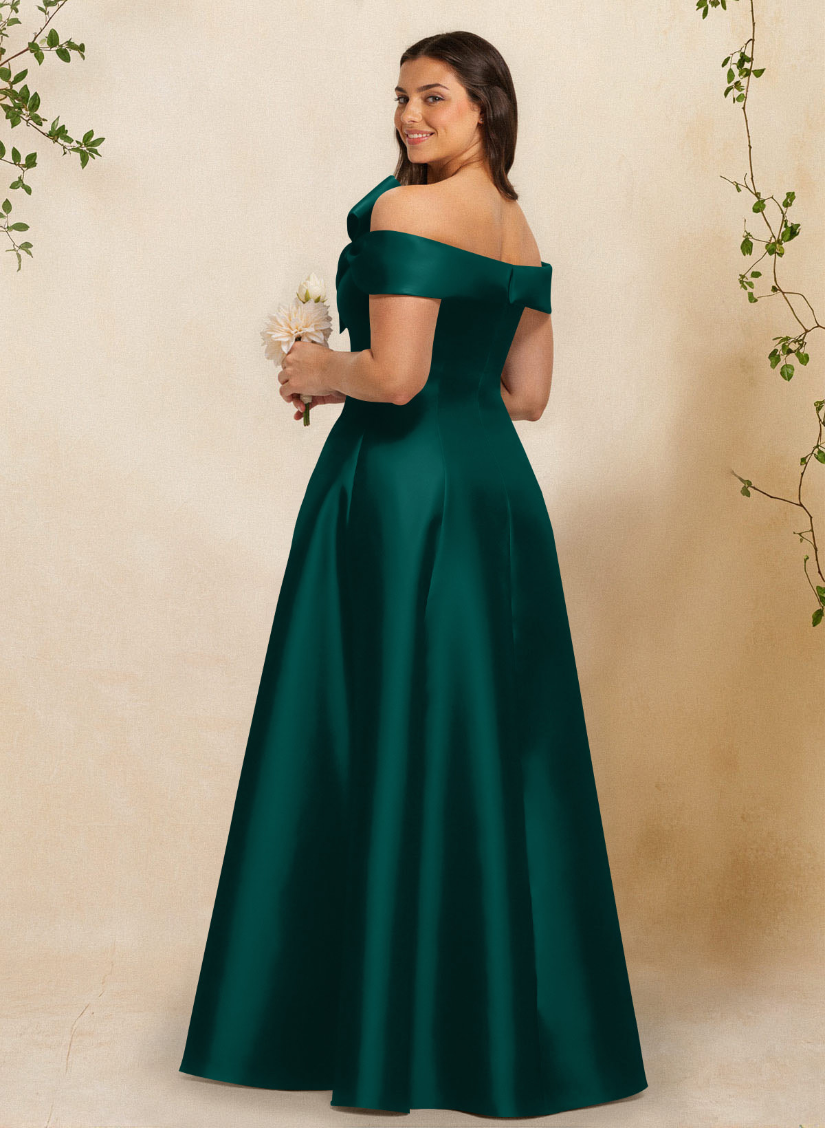 A-Line Off-The-Shoulder Sleeveless Floor-Length Satin Bridesmaid Dresses With Bow(s), product image 131