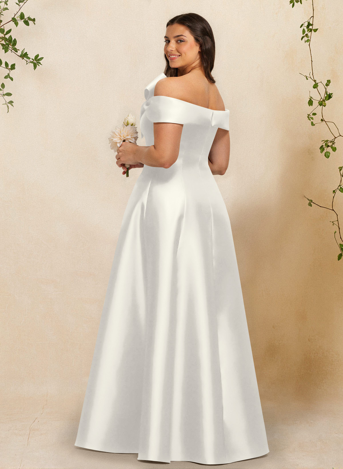 A-Line Off-The-Shoulder Sleeveless Floor-Length Satin Bridesmaid Dresses With Bow(s), product image 107