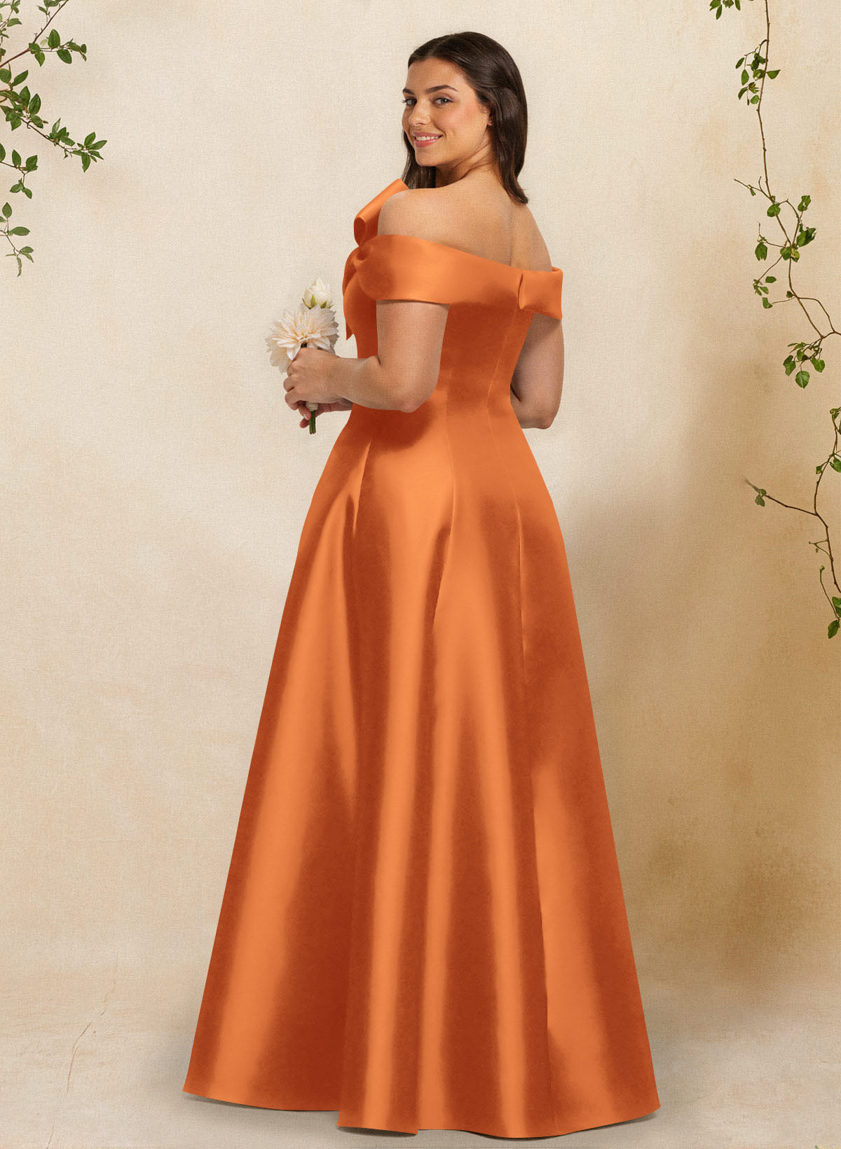 A-Line Off-The-Shoulder Sleeveless Floor-Length Satin Bridesmaid Dresses With Bow(s), product image 101