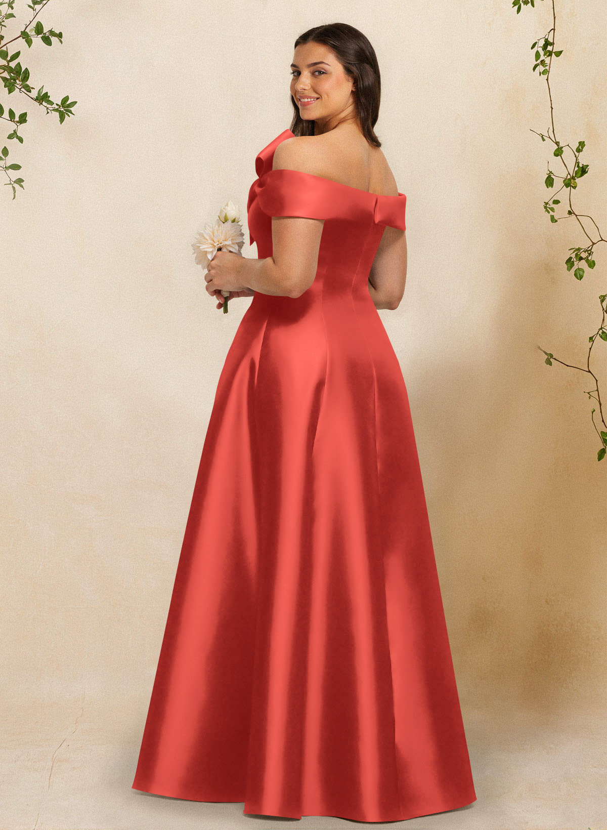 A-Line Off-The-Shoulder Sleeveless Floor-Length Satin Bridesmaid Dresses With Bow(s), product image 103