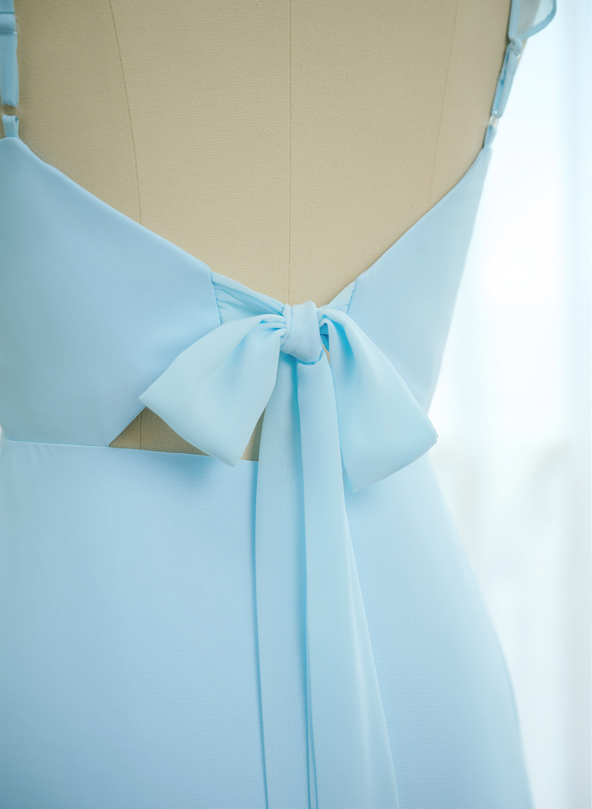 Simple V-Neck A-Line Floor-Length Chiffon Bridesmaid Dresses With Bow(s), product image 120