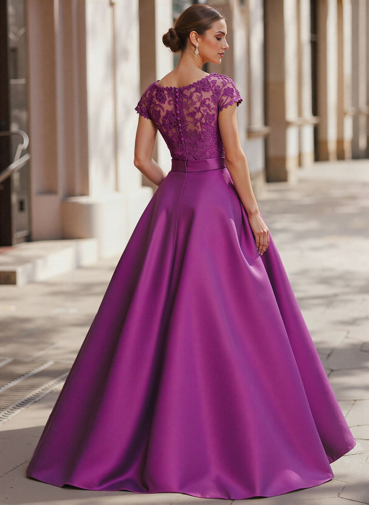 Jumpsuit/Pantsuit Scoop Neck Short Sleeves Detachable Lace/Satin Mother Of The Bride Dresses