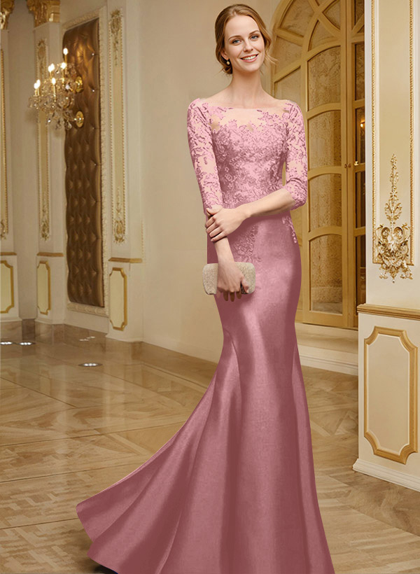 Lace Sleeves Trumpet/Mermaid Satin Mother Of The Bride Dresses
