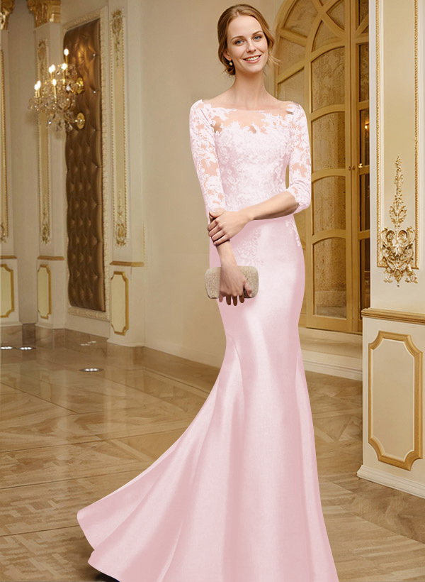 Lace Sleeves Trumpet/Mermaid Satin Mother Of The Bride Dresses