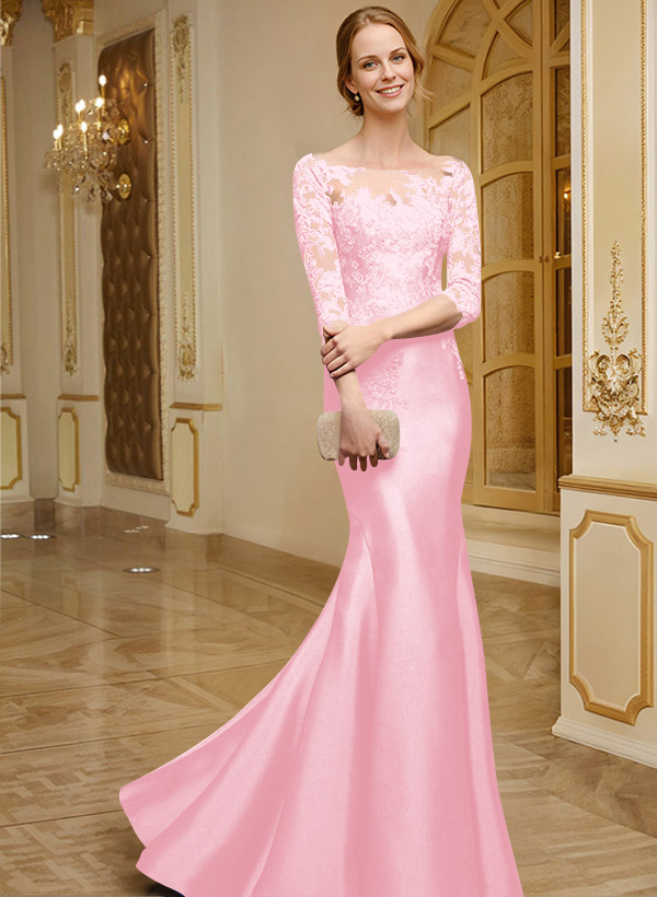Lace Sleeves Trumpet/Mermaid Satin Mother Of The Bride Dresses