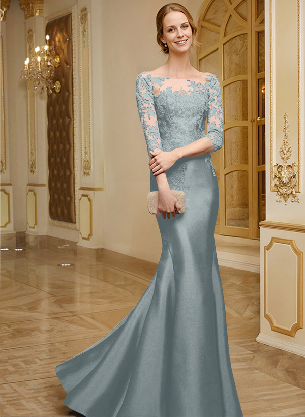 Lace Sleeves Trumpet/Mermaid Satin Mother Of The Bride Dresses