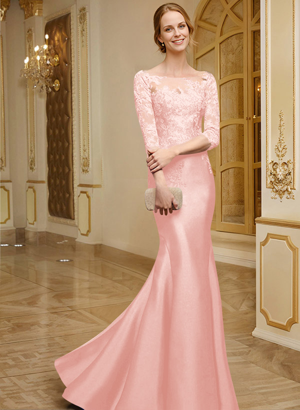 Lace Sleeves Trumpet/Mermaid Satin Mother Of The Bride Dresses