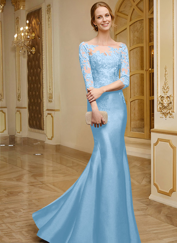 Lace Sleeves Trumpet/Mermaid Satin Mother Of The Bride Dresses