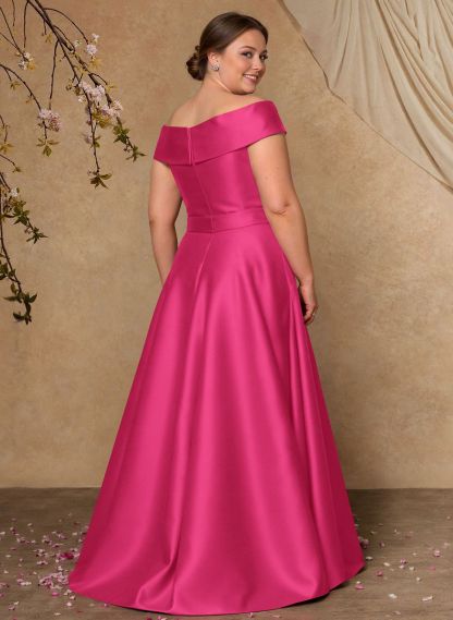 Elegant Off-The-Shoulder Overskirt Sweep Train Satin Mother Of The Bride Dresses With Lace