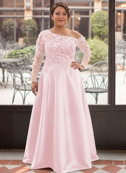 Exquisite Semi Sheer Illusion Lace Applique Sleeves Mother Of The Bride Dresses