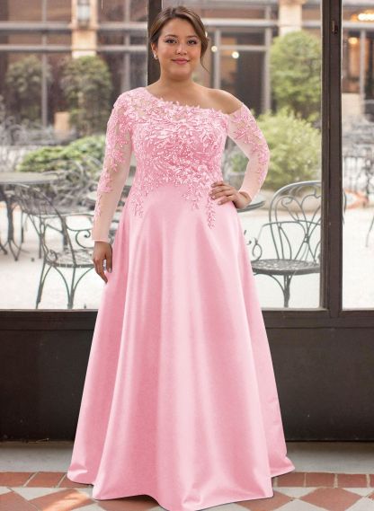 Exquisite Semi Sheer Illusion Lace Applique Sleeves Mother Of The Bride Dresses