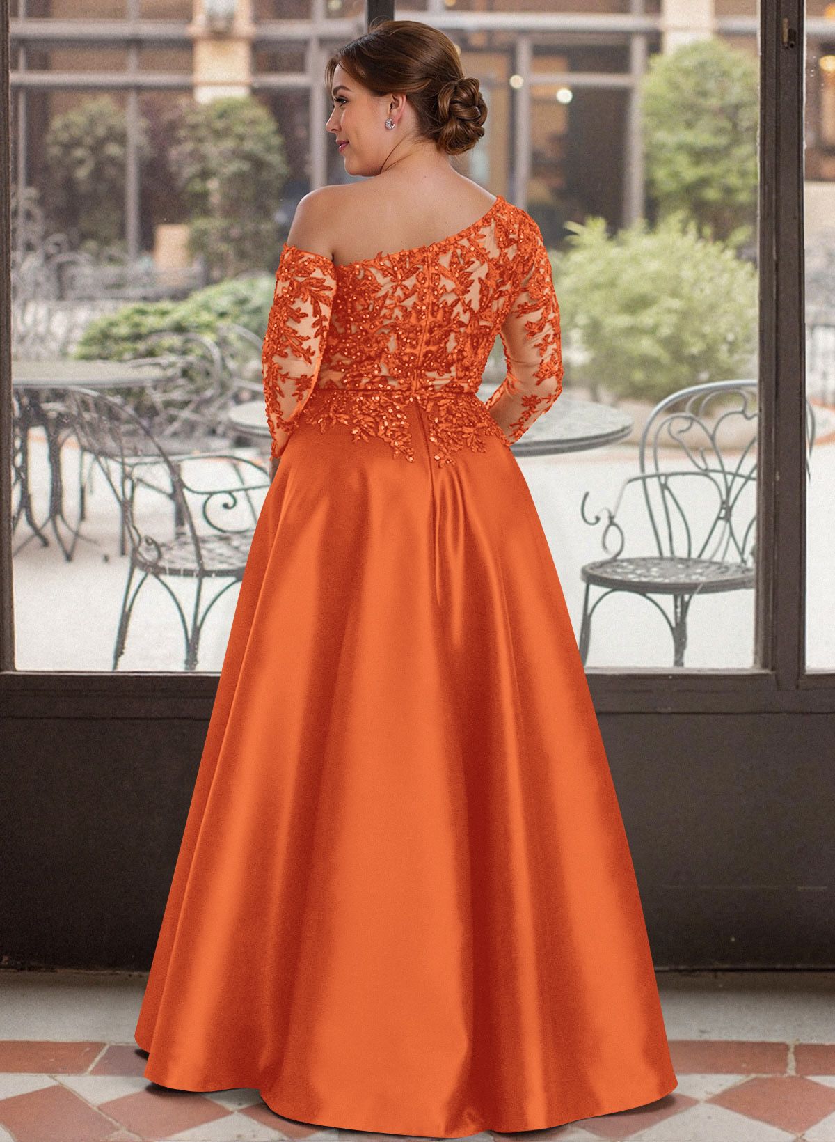 Exquisite Semi Sheer Illusion Lace Applique Sleeves Mother Of The Bride Dresses