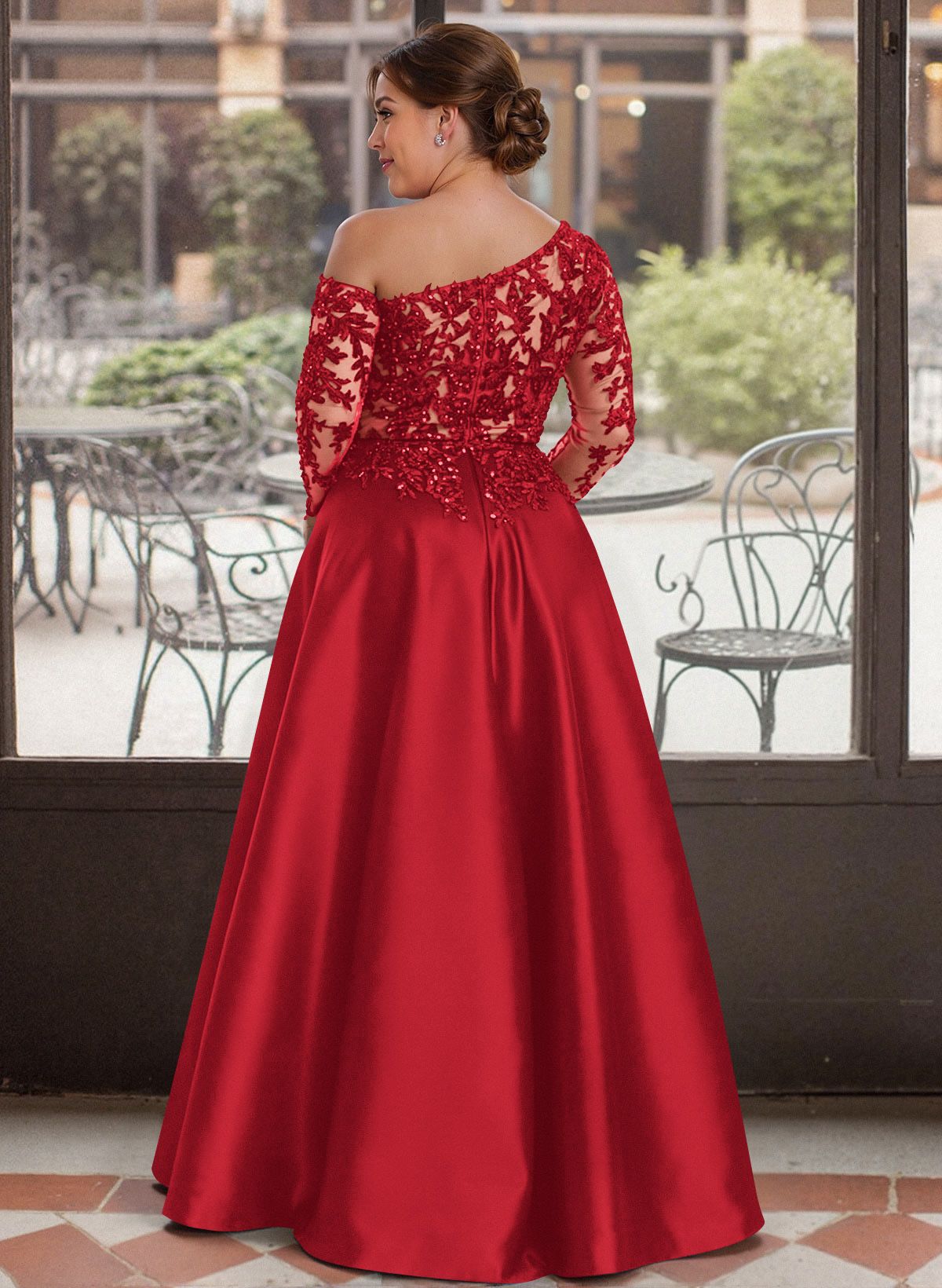 Exquisite Semi Sheer Illusion Lace Applique Sleeves Mother Of The Bride Dresses