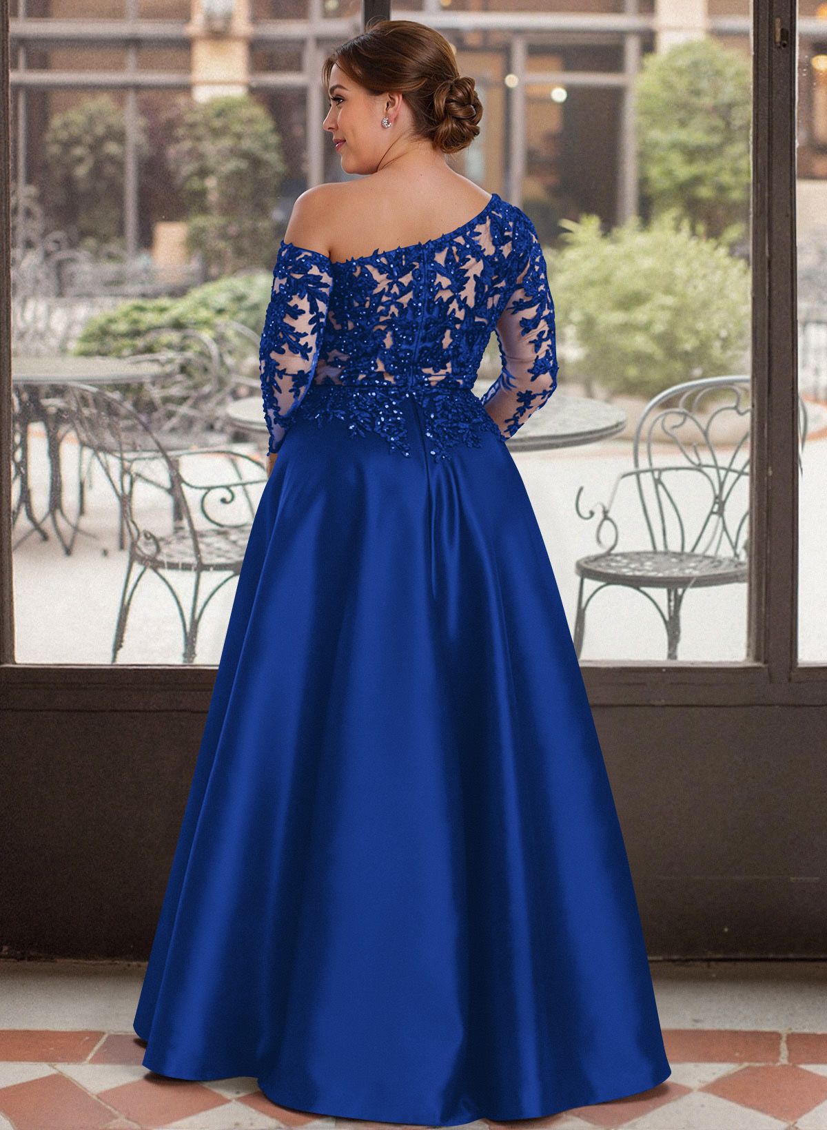 Exquisite Semi Sheer Illusion Lace Applique Sleeves Mother Of The Bride Dresses