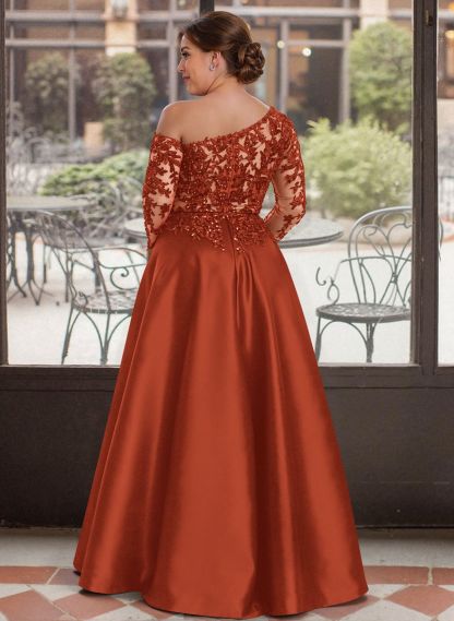 Exquisite Semi Sheer Illusion Lace Applique Sleeves Mother Of The Bride Dresses