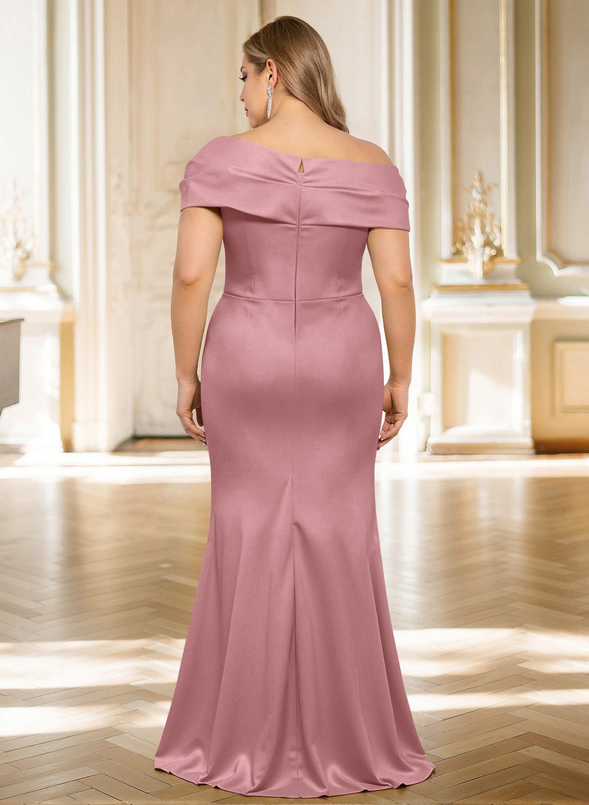 Classy Wrap Off Shoulder Mother Of The Bride Dresses With Ruffled Waist