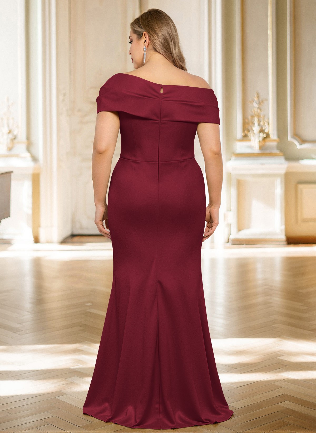 Classy Wrap Off Shoulder Mother Of The Bride Dresses With Ruffled Waist