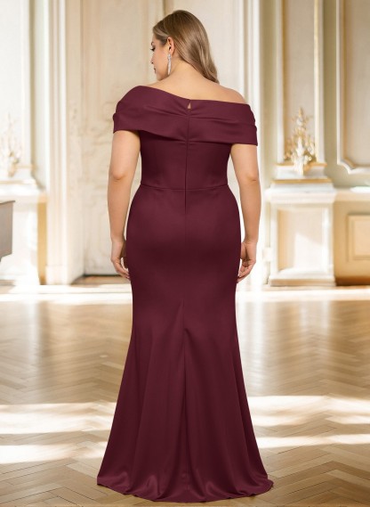 Classy Wrap Off Shoulder Mother Of The Bride Dresses With Ruffled Waist