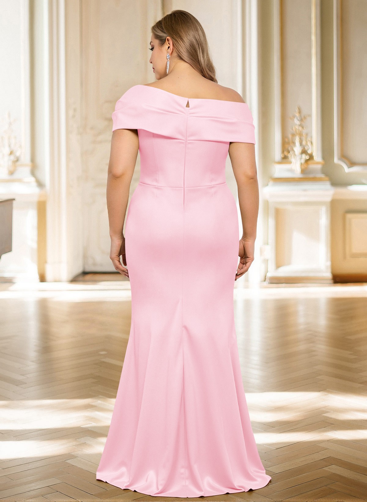 Classy Wrap Off Shoulder Mother Of The Bride Dresses With Ruffled Waist