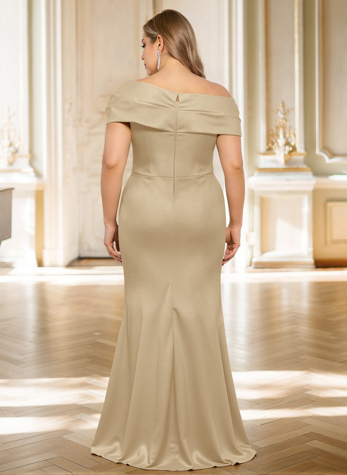 Classy Wrap Off Shoulder Mother Of The Bride Dresses With Ruffled Waist