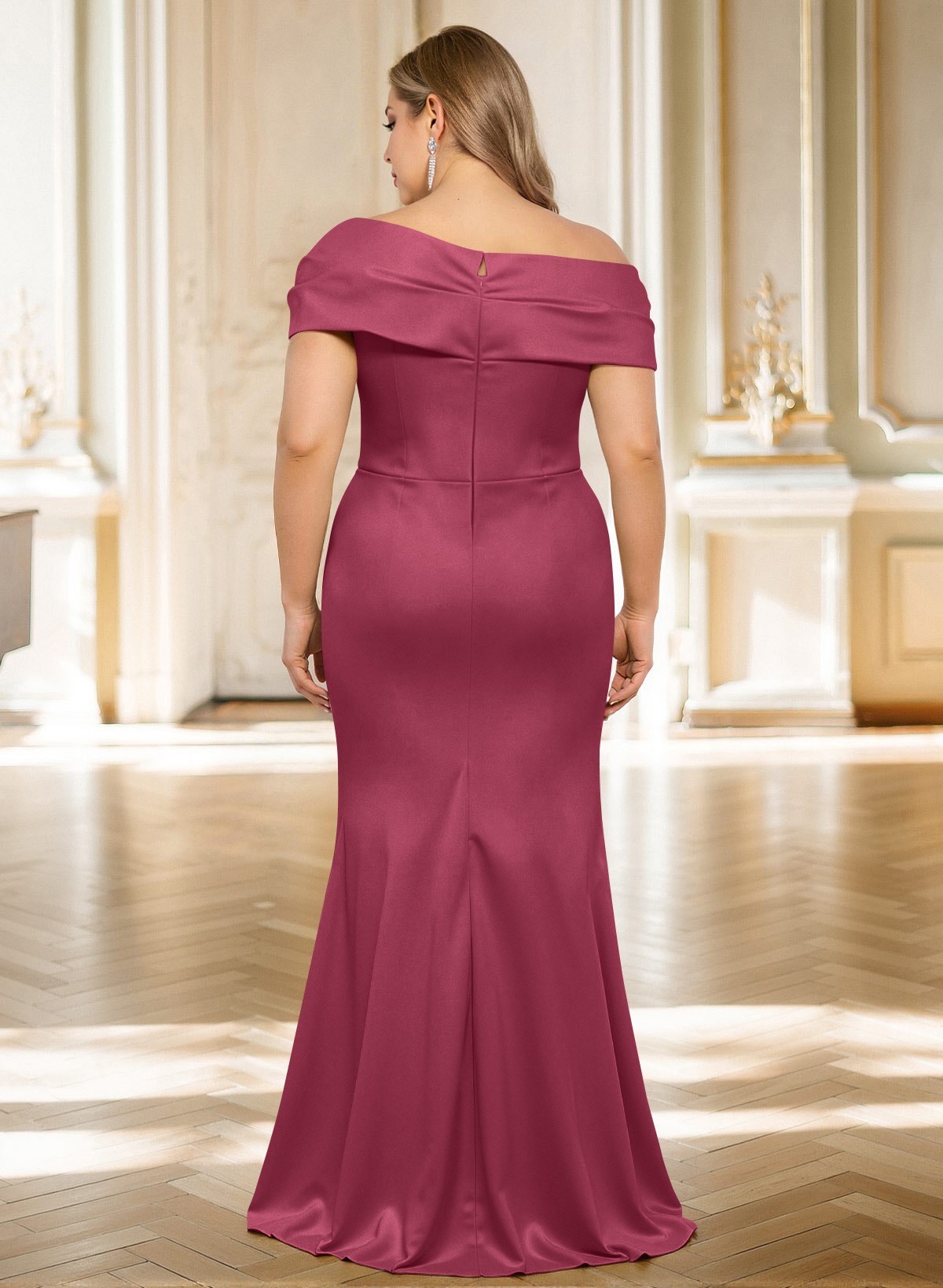 Classy Wrap Off Shoulder Mother Of The Bride Dresses With Ruffled Waist