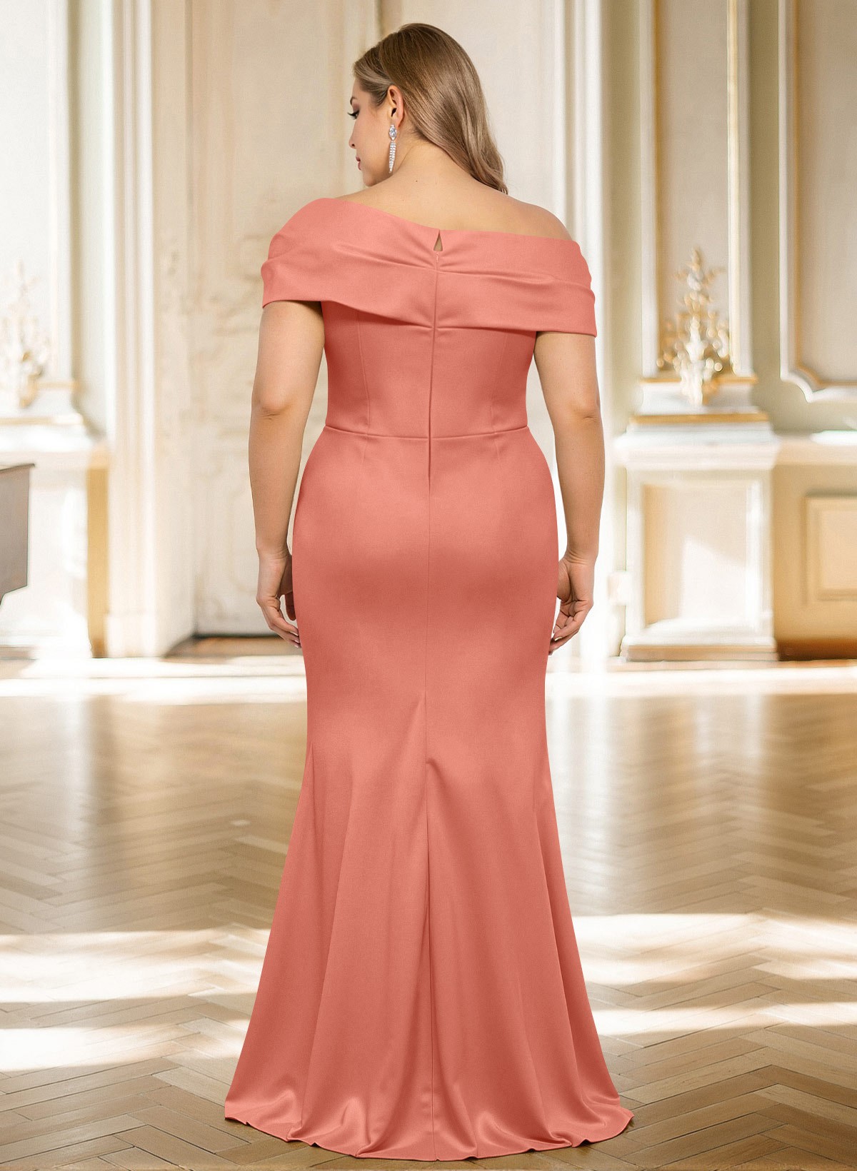 Classy Wrap Off Shoulder Mother Of The Bride Dresses With Ruffled Waist