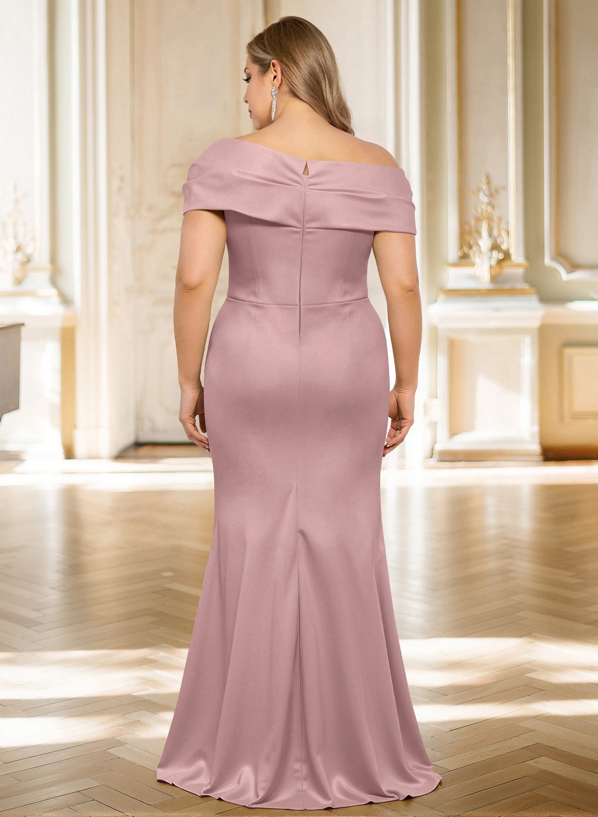 Classy Wrap Off Shoulder Mother Of The Bride Dresses With Ruffled Waist