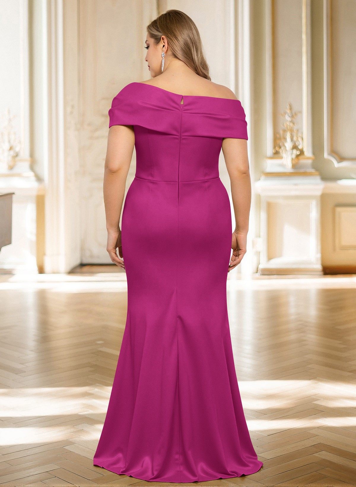 Classy Wrap Off Shoulder Mother Of The Bride Dresses With Ruffled Waist