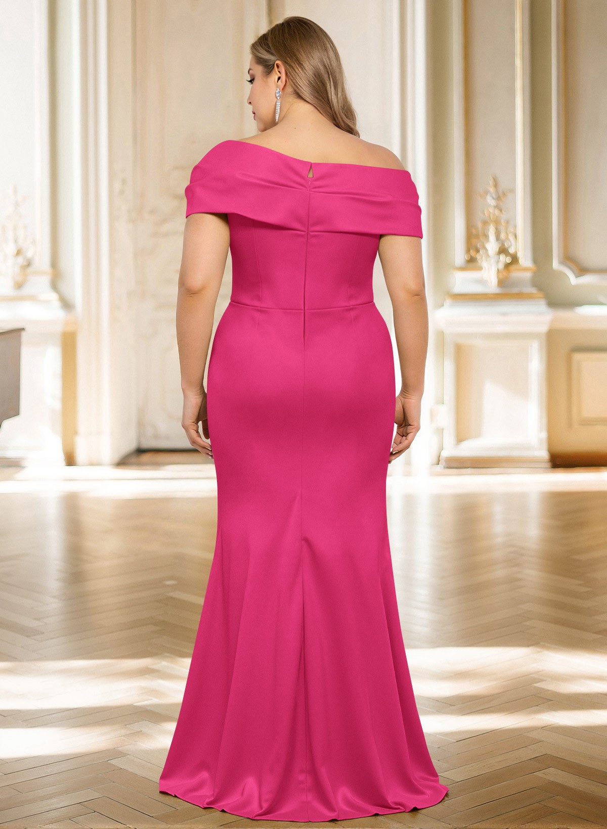 Classy Wrap Off Shoulder Mother Of The Bride Dresses With Ruffled Waist