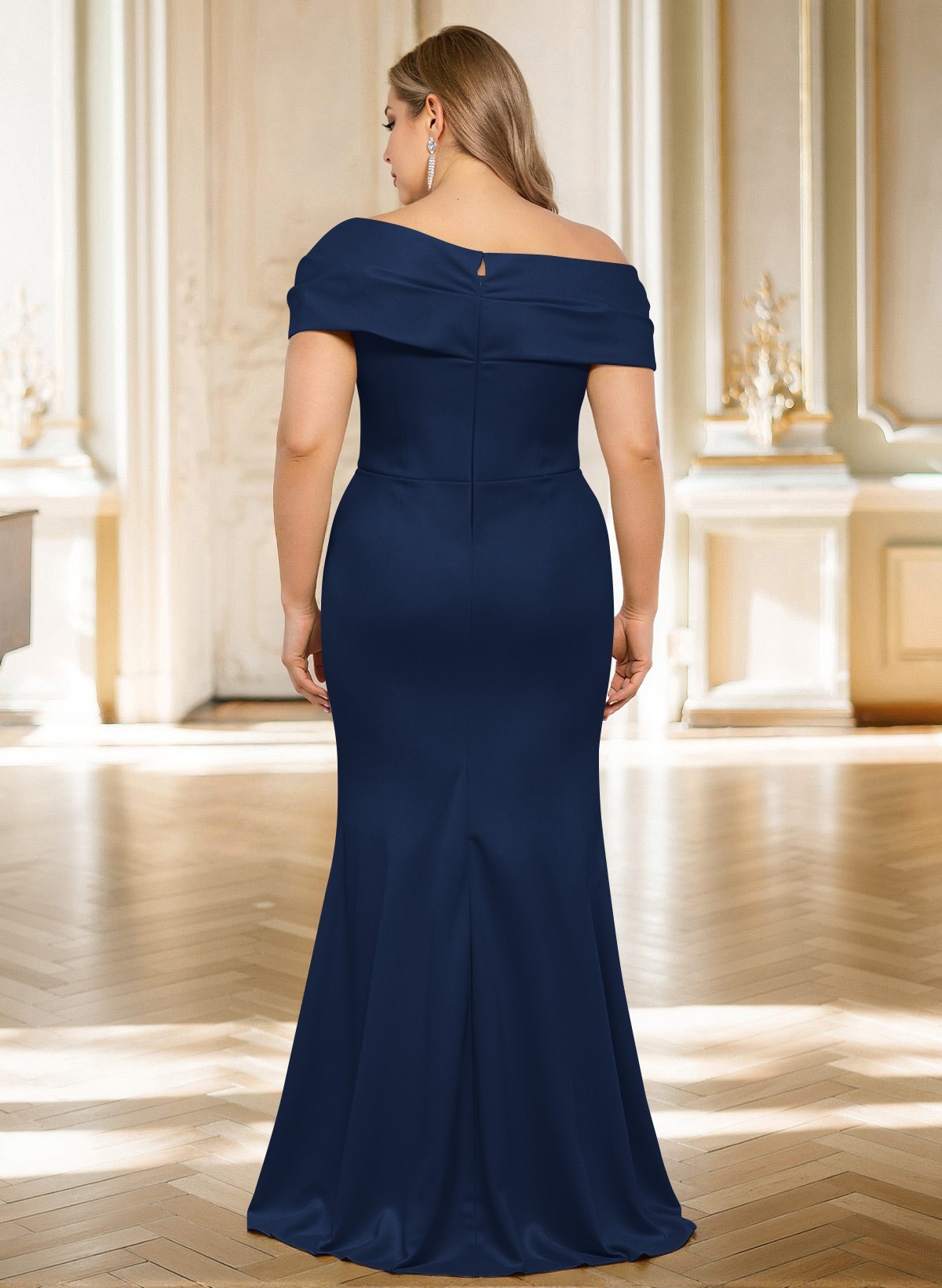 Classy Wrap Off Shoulder Mother Of The Bride Dresses With Ruffled Waist