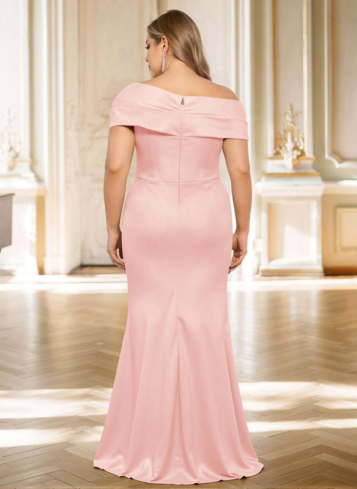 Classy Wrap Off Shoulder Mother Of The Bride Dresses With Ruffled Waist