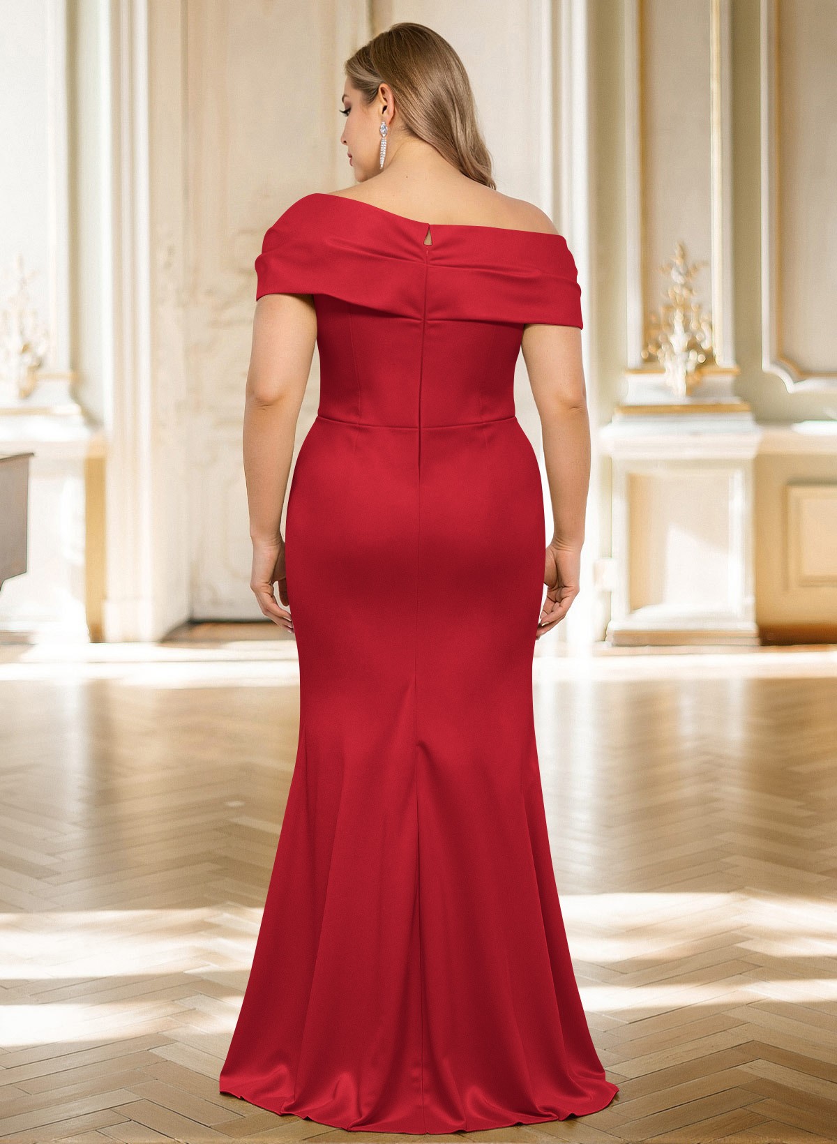 Classy Wrap Off Shoulder Mother Of The Bride Dresses With Ruffled Waist