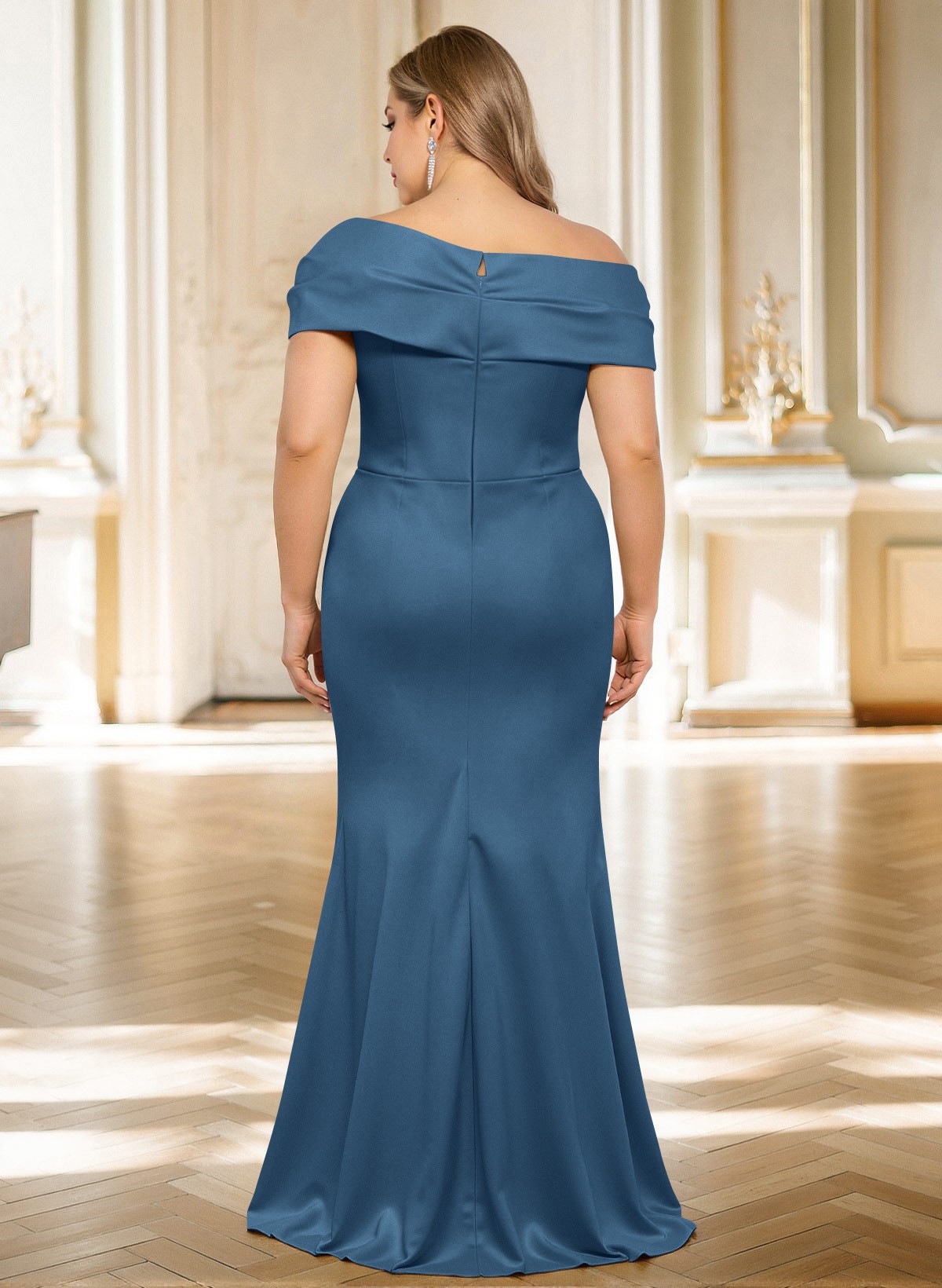 Classy Wrap Off Shoulder Mother Of The Bride Dresses With Ruffled Waist