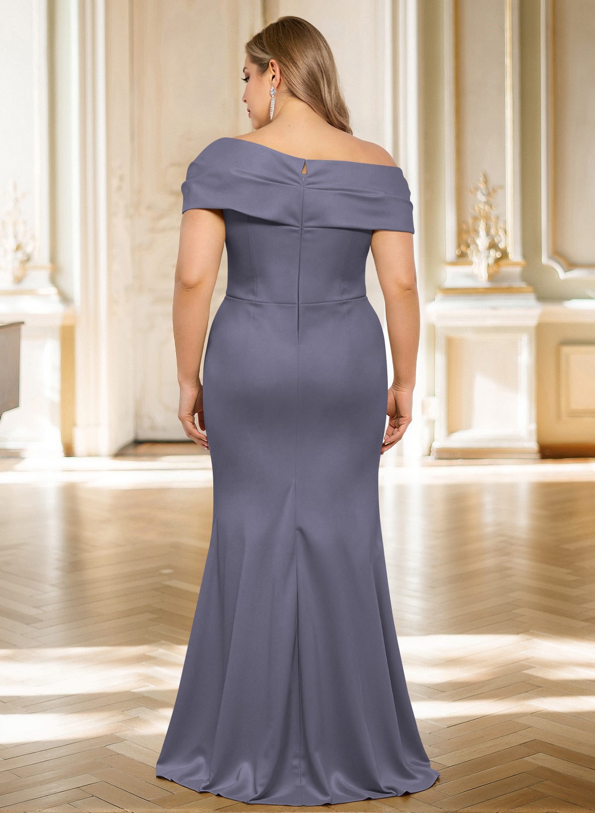 Classy Wrap Off Shoulder Mother Of The Bride Dresses With Ruffled Waist