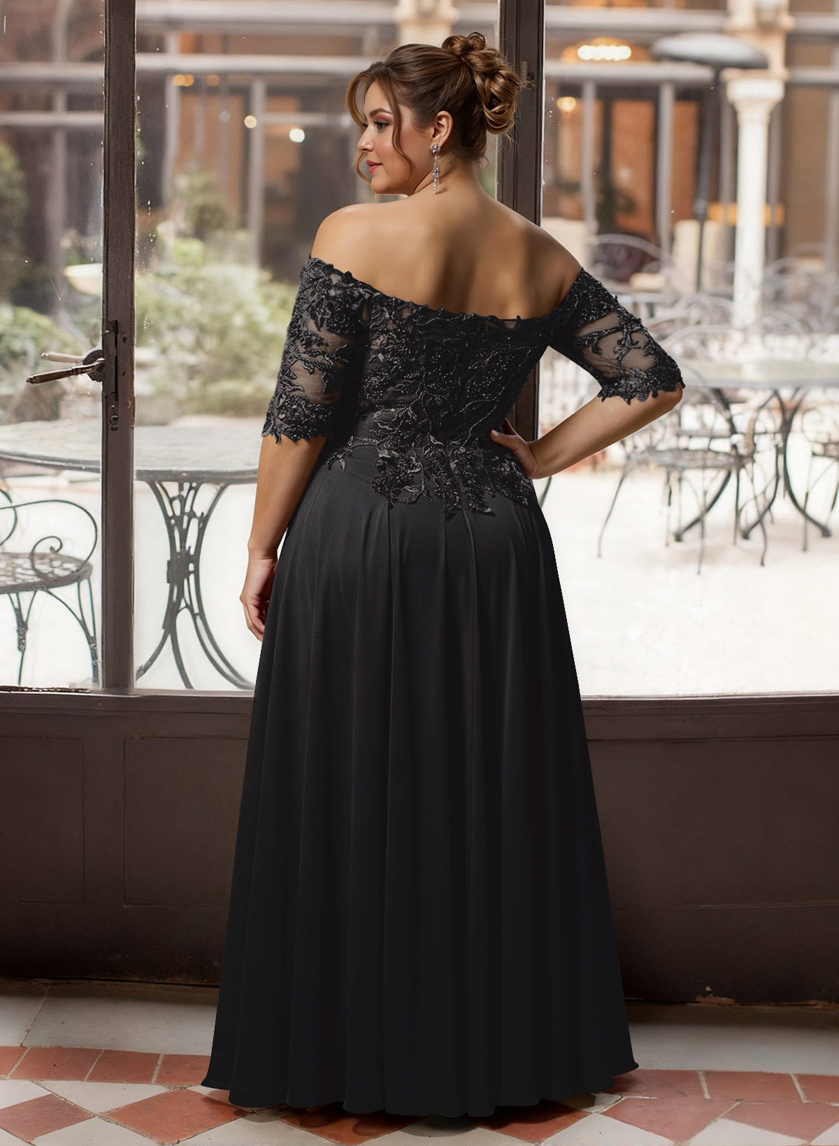 A-Line Off-The-Shoulder 1/2 Sleeves Mother Of The Bride Dresses With Split Front