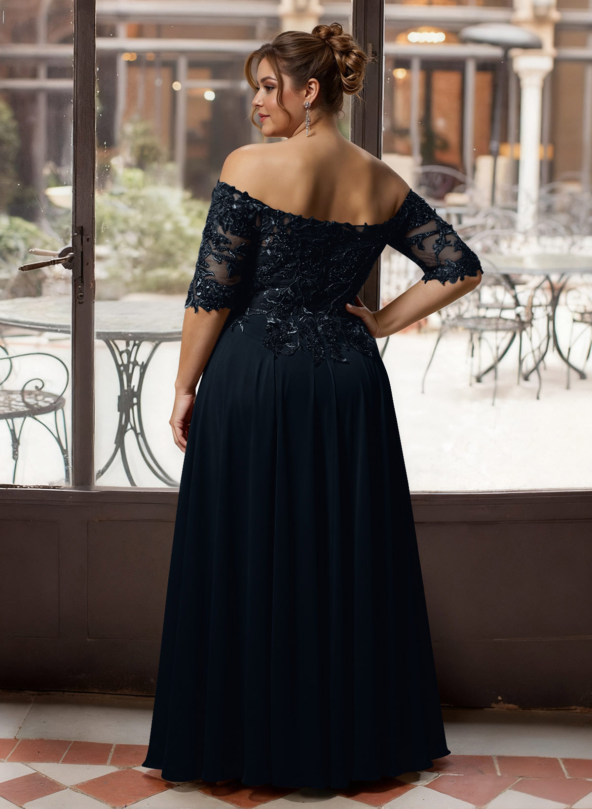 A-Line Off-The-Shoulder 1/2 Sleeves Mother Of The Bride Dresses With Split Front