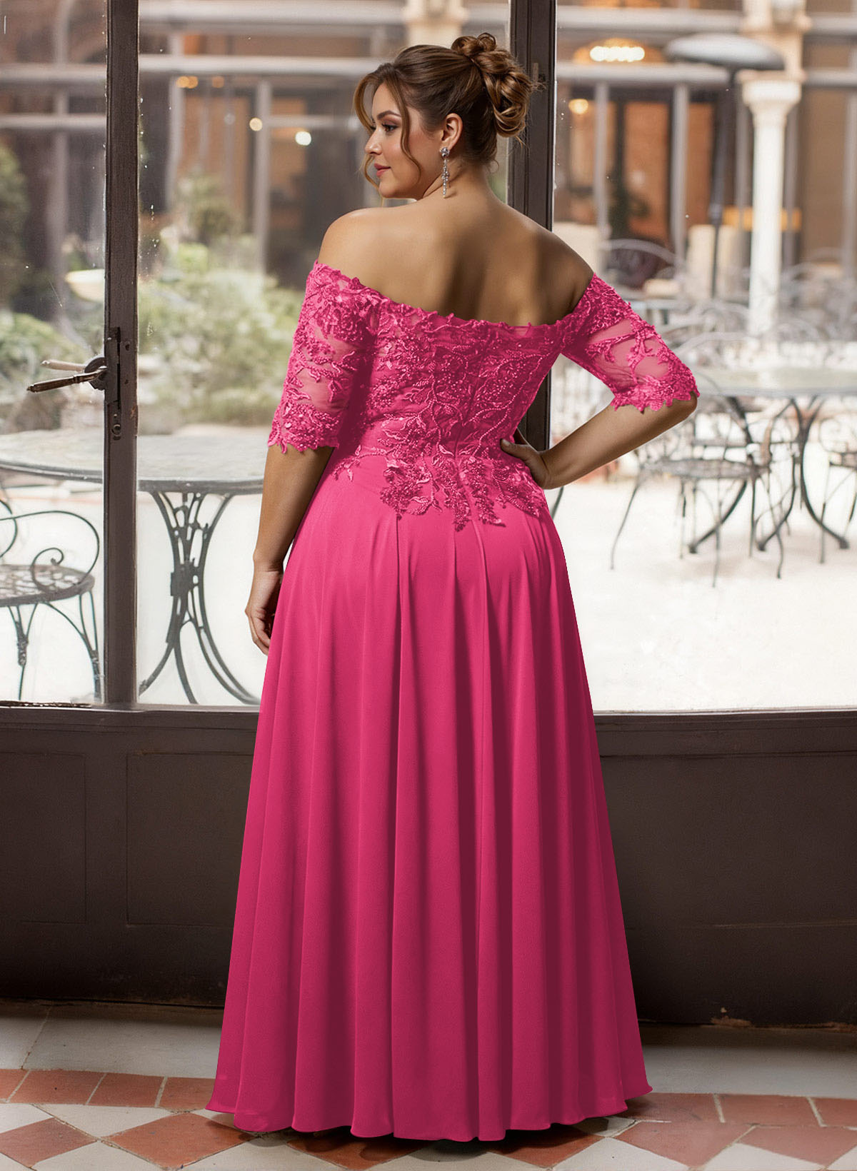 A-Line Off-The-Shoulder 1/2 Sleeves Mother Of The Bride Dresses With Split Front