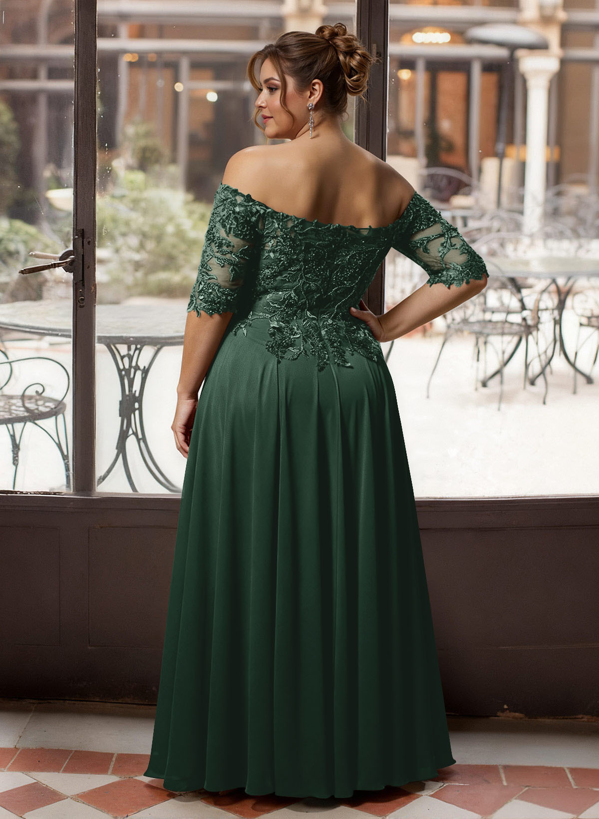 A-Line Off-The-Shoulder 1/2 Sleeves Mother Of The Bride Dresses With Split Front