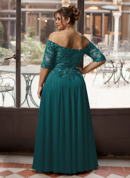 A-Line Off-The-Shoulder 1/2 Sleeves Mother Of The Bride Dresses With Split Front