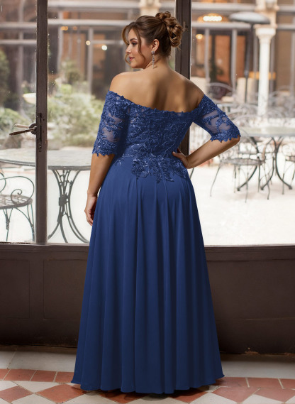 A-Line Off-The-Shoulder 1/2 Sleeves Mother Of The Bride Dresses With Split Front