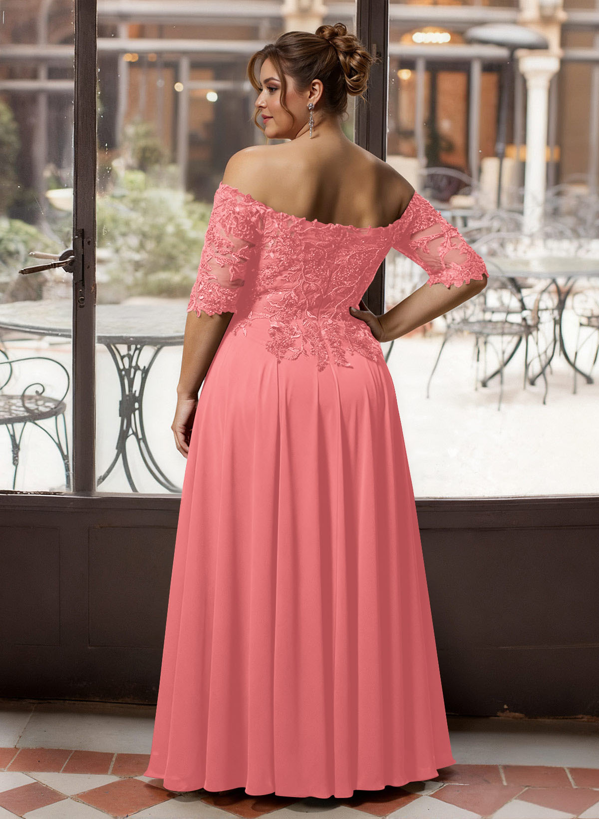 A-Line Off-The-Shoulder 1/2 Sleeves Mother Of The Bride Dresses With Split Front