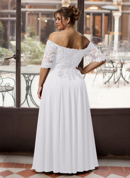 A-Line Off-The-Shoulder 1/2 Sleeves Mother Of The Bride Dresses With Split Front