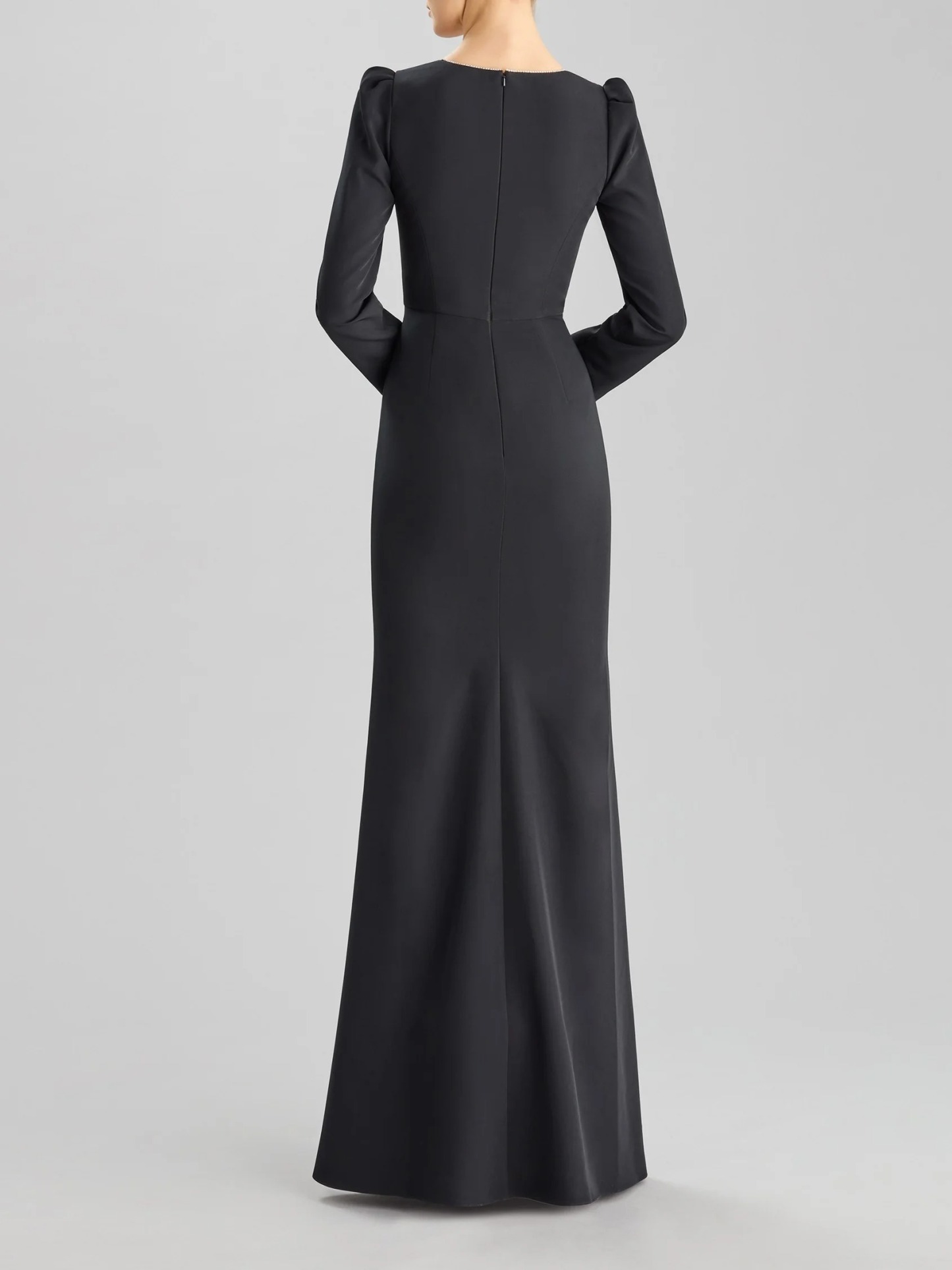 Sheath/Column V-Neck Long Sleeves Floor-Length Elastic Satin Evening Dresses With Rhinestone, supplier image 2