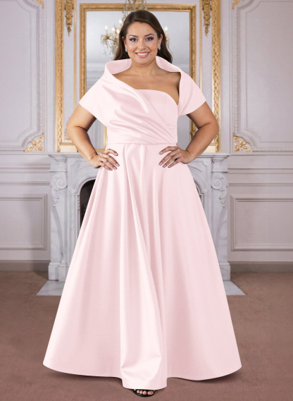 A-Line Cape Sleeves Floor-Length Satin Mother Of The Bride Dresses, product image 45