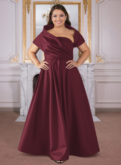 A-Line Cape Sleeves Floor-Length Satin Mother Of The Bride Dresses, product image 53