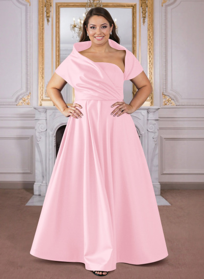 A-Line Cape Sleeves Floor-Length Satin Mother Of The Bride Dresses, product image 47