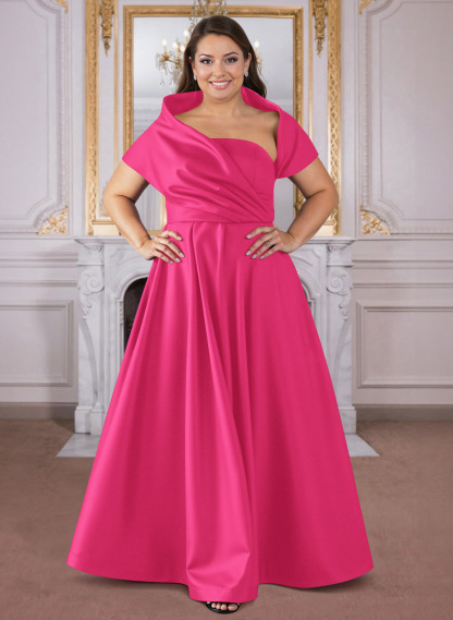 A-Line Cape Sleeves Floor-Length Satin Mother Of The Bride Dresses, product image 33