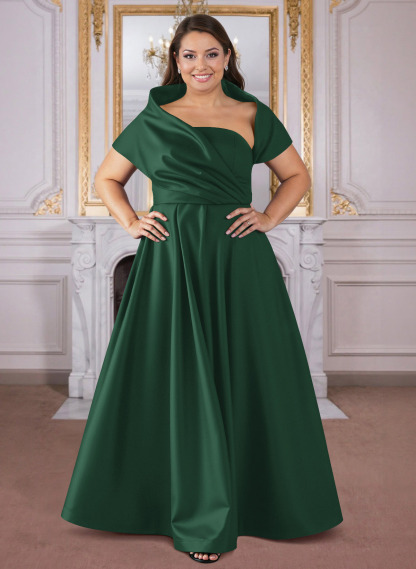 A-Line Cape Sleeves Floor-Length Satin Mother Of The Bride Dresses, product image 63