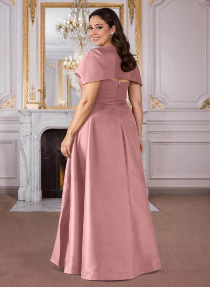 A-Line Cape Sleeves Floor-Length Satin Mother Of The Bride Dresses, product image 40