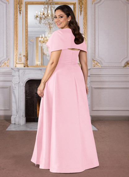 A-Line Cape Sleeves Floor-Length Satin Mother Of The Bride Dresses, product image 48